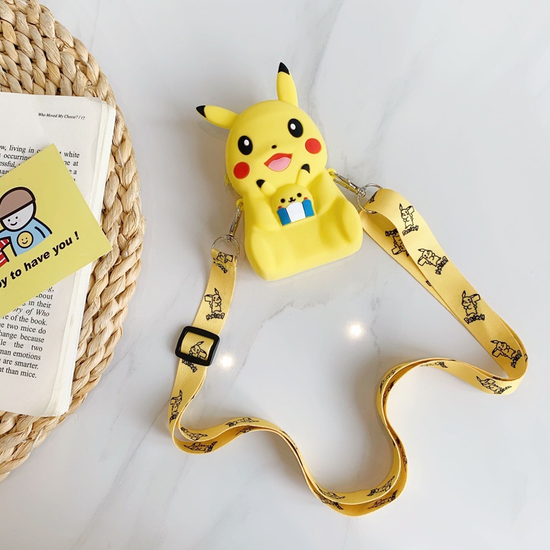 Túi Đeo Vai Đựng Tiền Xu Bằng Silicon Hình Pikachu Dễ Thương Cho Bé