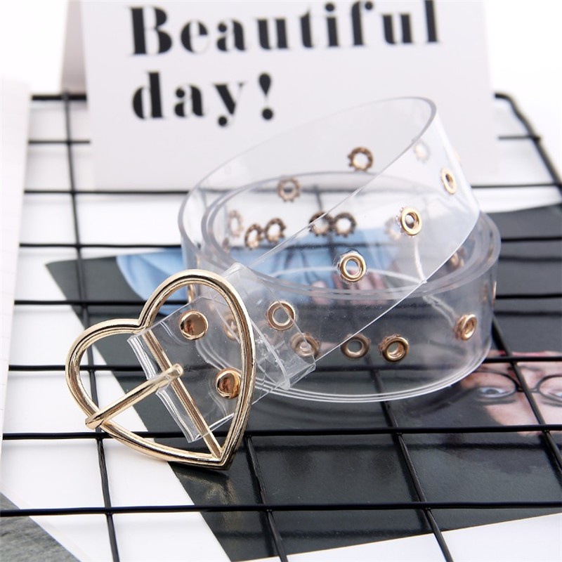 SmileFairyCC【COD &amp; Hàng Có Sẵn】Thắt Lưng Nữ Trong Suốt Khóa Tròn/Hình Trái Tim/Tròn Dễ Thương Thời Trang