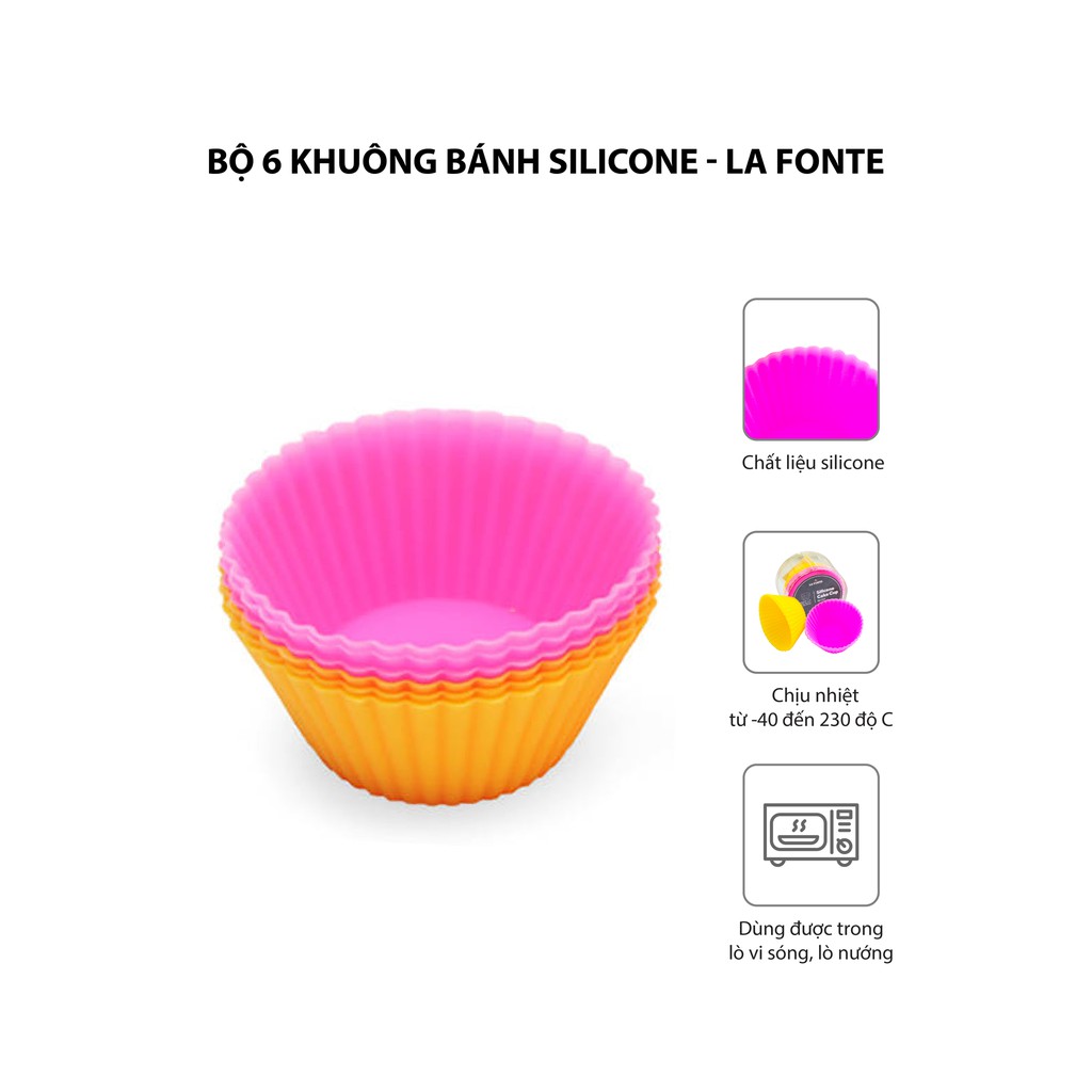 Khuôn Làm Bánh Bằng Silicon La Fonte,Bộ 6 khay làm bánh có khả năng chịu nhiệt từ -40 đến 230 độ dùng trong lò vi sóng