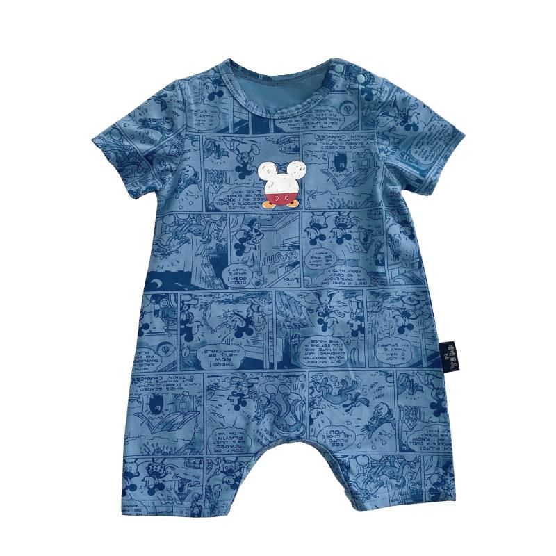 Áo Liền Quần Ngắn Tay Hình Chuột Mickey Cho Bé Từ 0-24 Tháng Tuổi