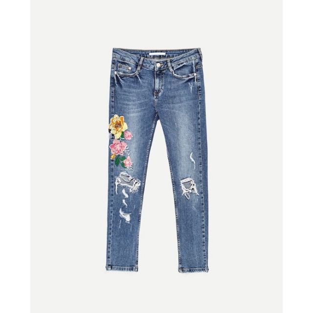 Quần SKINNY JEANS Z@R@ THÊU HOA 2018