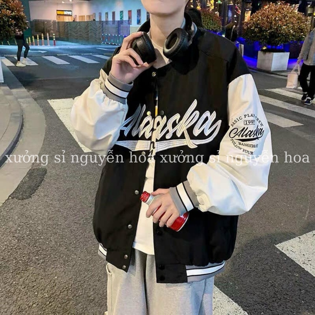 Áo khoác bomber gió 2 lớp Alaska form rộng 70kg unisex dành cho nam nữ đẹp chuẩn ảnh 100% ảnh thật xưởng sỉ nguyễn hoa