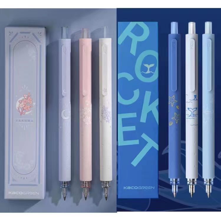 Set 3 Bút Mực Gel Ngòi 0.5Mm Vỏ Kim Loại Màu Đen