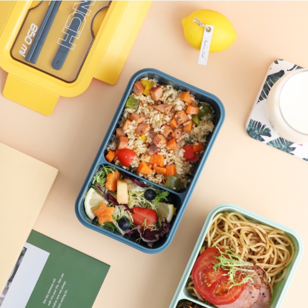 [Hàng Sẵn] Hộp Cơm Văn Phòng 1000ml Tặng Kèm Cốc Đựng Canh Và Muỗng Đũa Tiện Lợi chính hãng