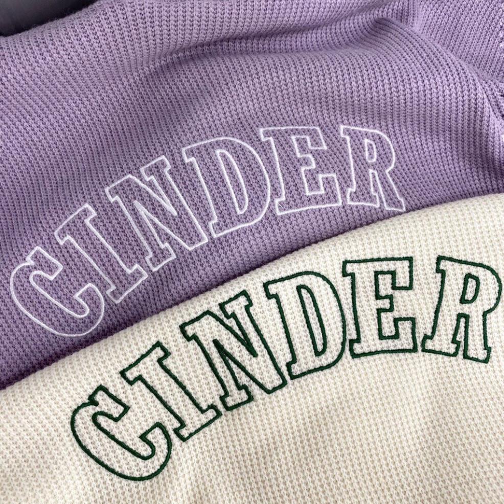 Hoodie Chất Xốp Thêu Chữ Cinder Dáng Rộng Mũ 2 Lớp Form To Nam Nữ Unisex Kiểu Dáng Trẻ Trung