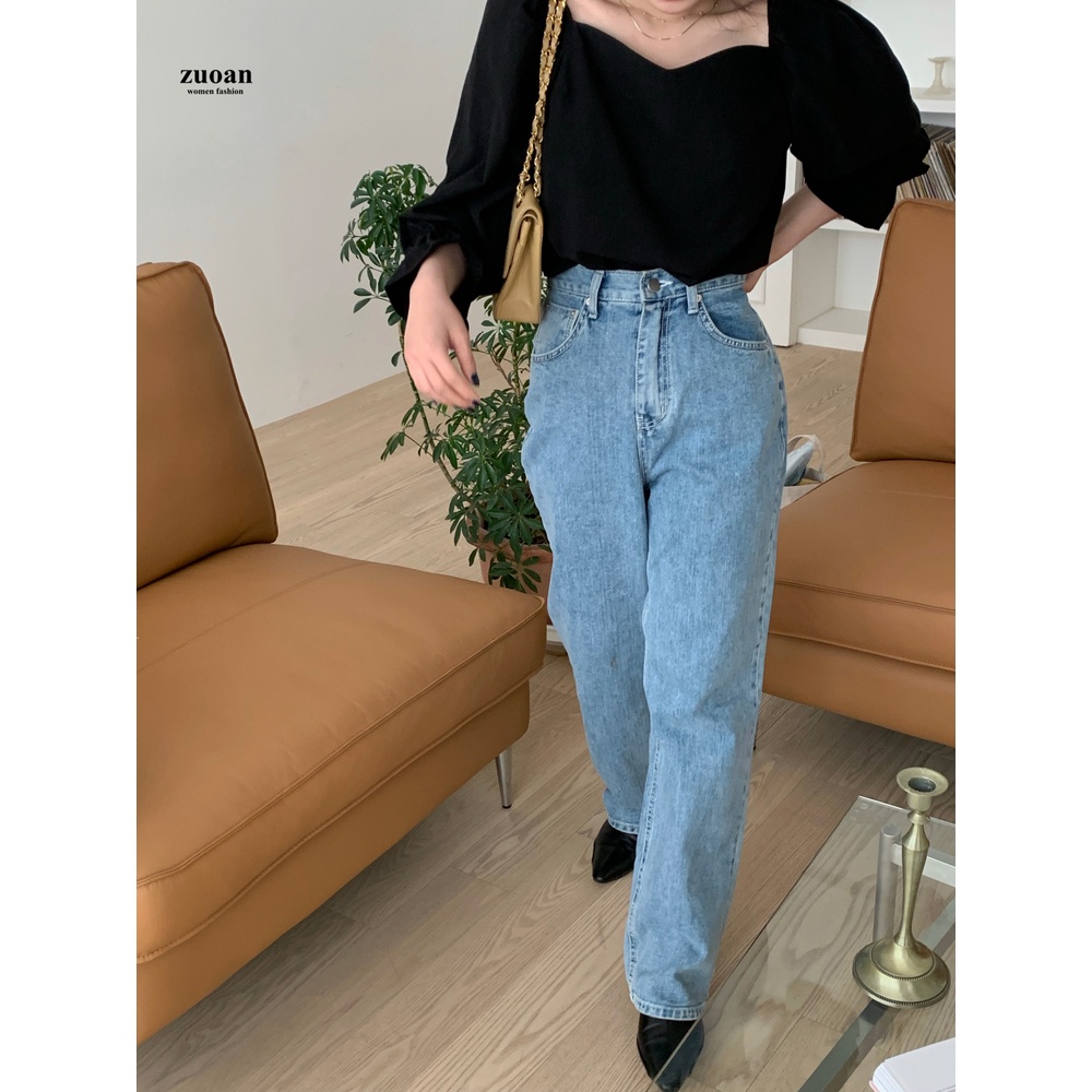 SUXI Áo Kiểu Tay Dài Dáng Rộng Thiết Kế Đơn Giản Dễ Phối Đồ Cho Nữ