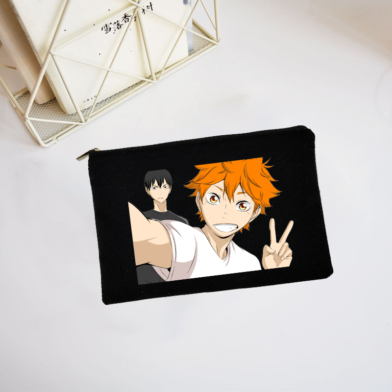 Haikyuu Túi Đựng Bút Bằng Vải canvas Thiết Kế Hình anime Nhật Bản Nhỏ Gọn Dành Cho Học Sinh