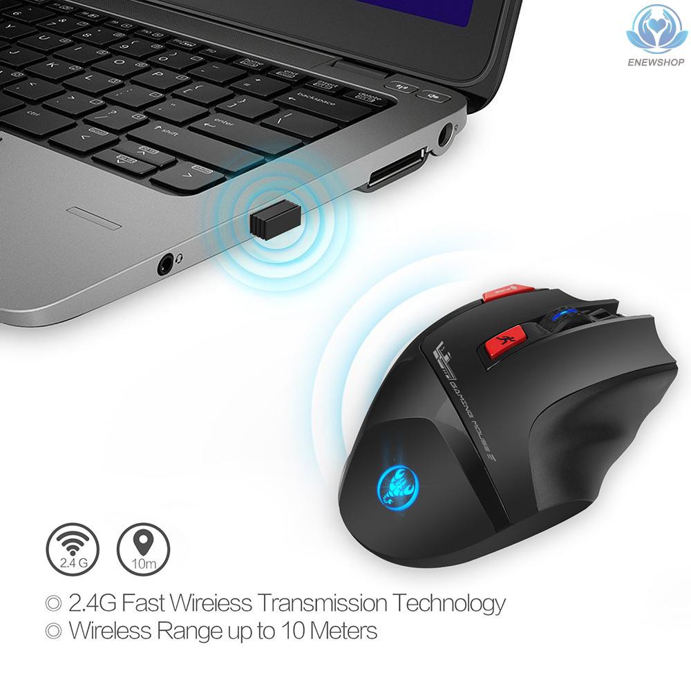 【enew】HXSJ T88 Wireless Gaming Mouse Rechargeable 7 Key Ergonomic Design Macro Programming Adjustable 4800DPI Optical Computer Mouse 2.4Hz Mice for PC Laptop