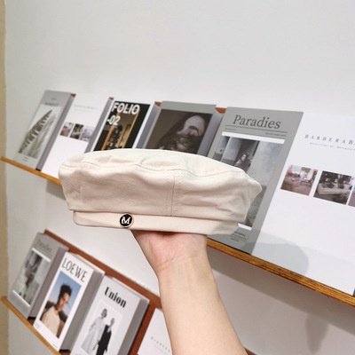 Mũ Nồi Ulzzang Unisex Trơn Họa Tiết Chữ M Phong Cách Retro Vải Bông Polyester Vintage, Hàn Quốc - Iclassy_shoes