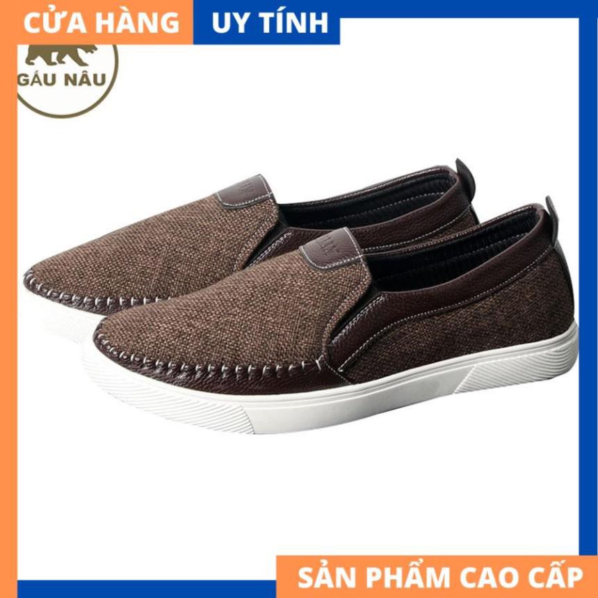 Giày lười vải nam đen đế trắng siêu đẹp VP361 Gấu Nâu [HÀNG CAO CẤP] | WebRaoVat - webraovat.net.vn