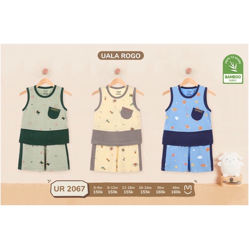 UALA ROGO Bộ quần áo ba lỗ Bamboo hoạ tiết thương hiệu UalaRogo cho bé