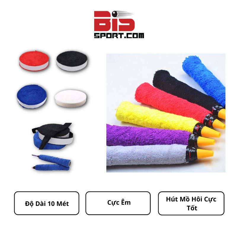 Quấn Cán Vợt Cầu Lông Loại Vải 10m Cao Cấp - Chất Vải Mềm Mịn , Thấm Hút Mồ Hôi Cực Tốt