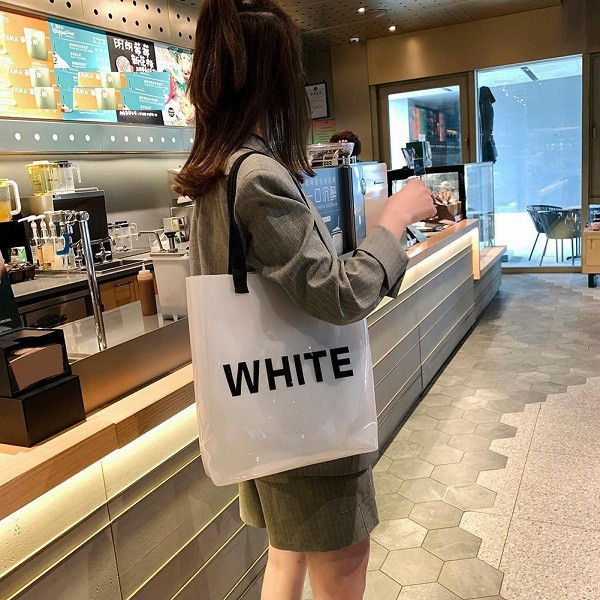 Túi xách nữ trong suốt 36cm , túi nhựa PVC có dây đeo thời trang - màu xanh lá