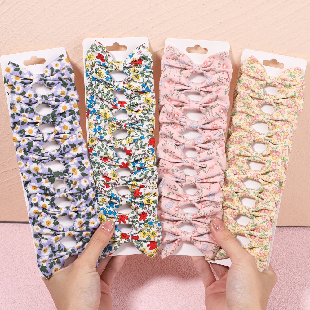 Set 10 kẹp tóc nơ KIDSBOWS họa tiết hoa xinh xắn cho bé gái