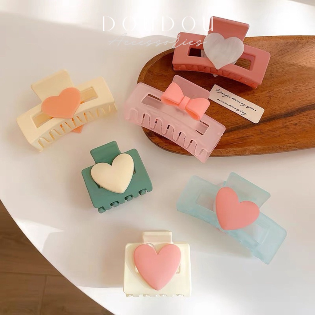 Phụ kiện tóc Doudou Cặp tóc nữ Kẹp càng cua nơ tone màu ngọt ngào Hot trend phong cách Hàn Quốc thời trang ZJ039