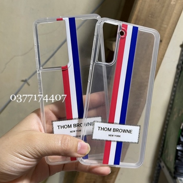 Ốp lưng dẻo TPU Thom Browne cho Samsung S21, S21 Plus, S21 Ultra viền nhám chống trượt siêu đẹp