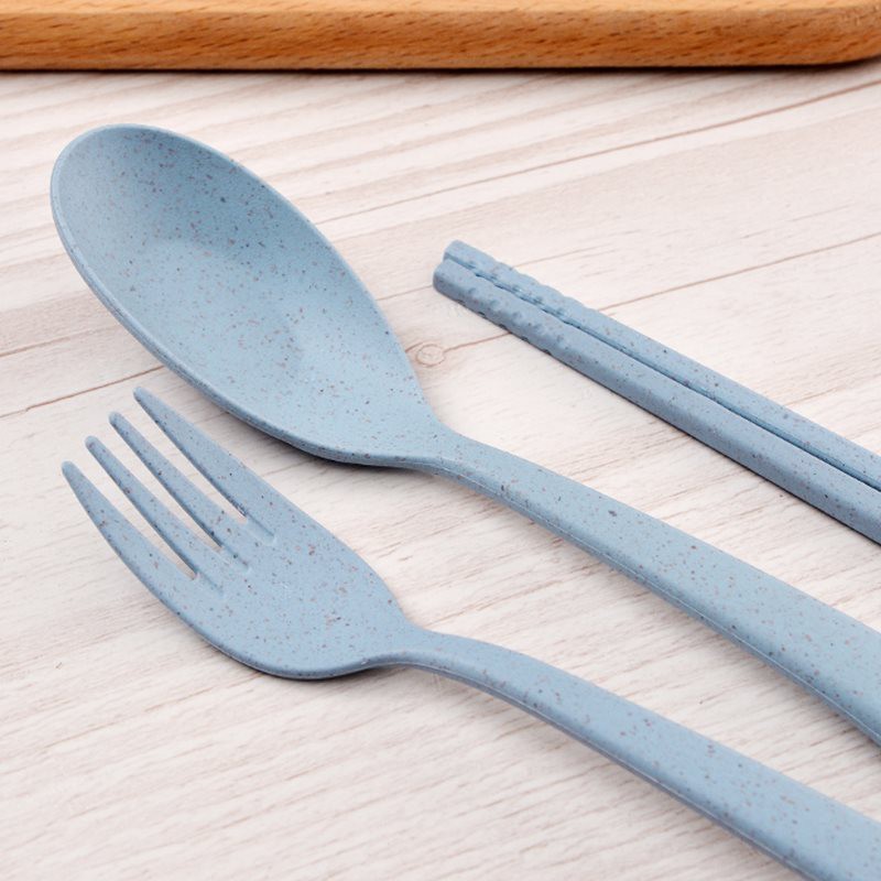 Bộ Thìa , Dĩa, Đũa 3 Chi Tiết Bằng Lúa Mạch 1601 SIÊU THỊ 88