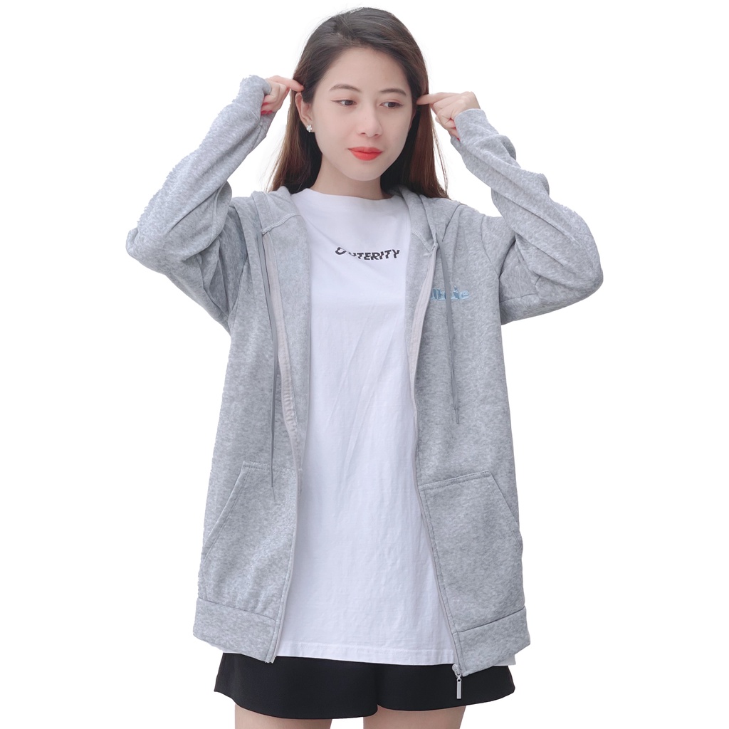 Áo khoác hoodie nữ form rộng có dây kéo 4YOUNG FASHION ubui