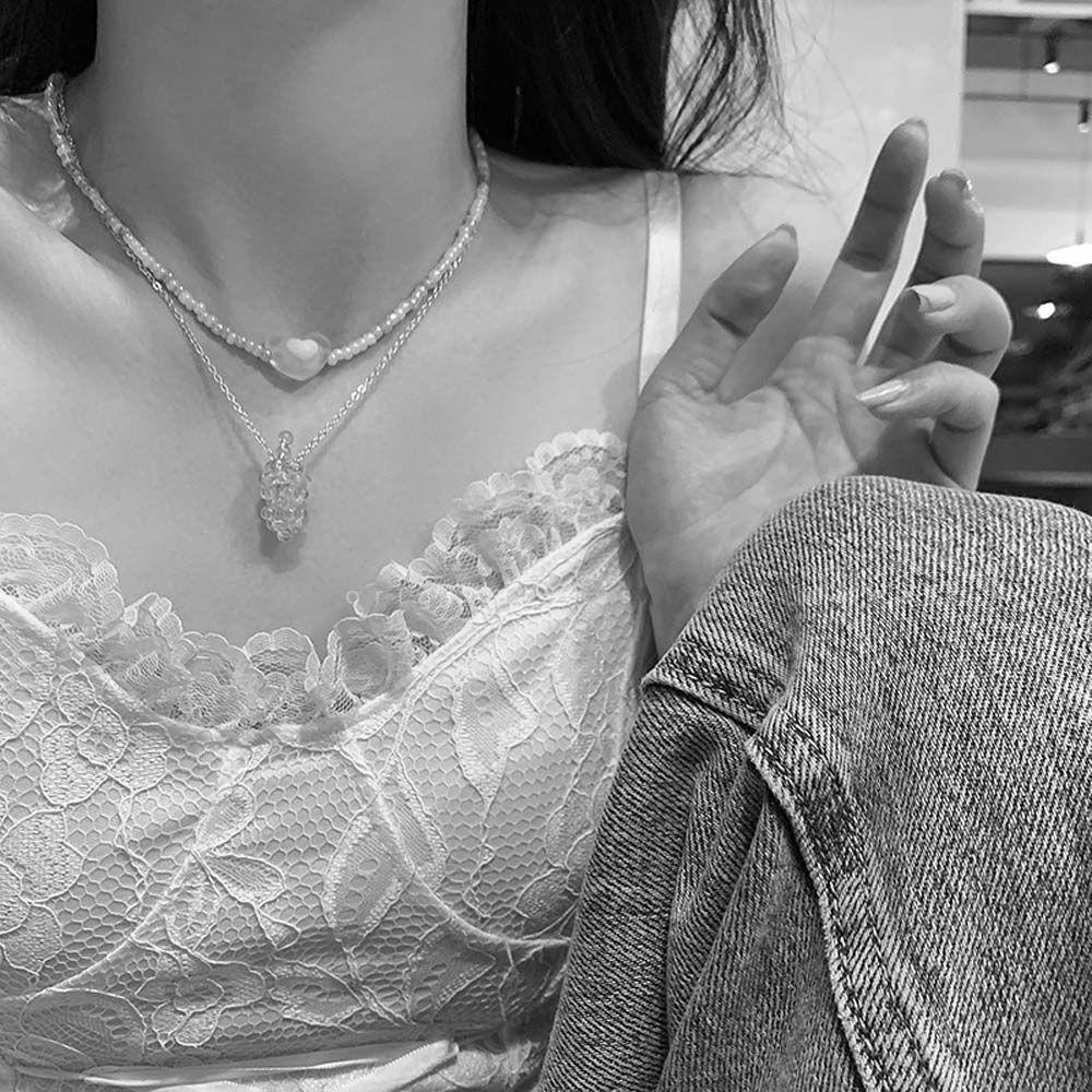 AROMA Vòng cổ Hai Lớp Xỏ Hạt Nhiều Màu Phong Cách Cổ Điển Dành Cho Nữ