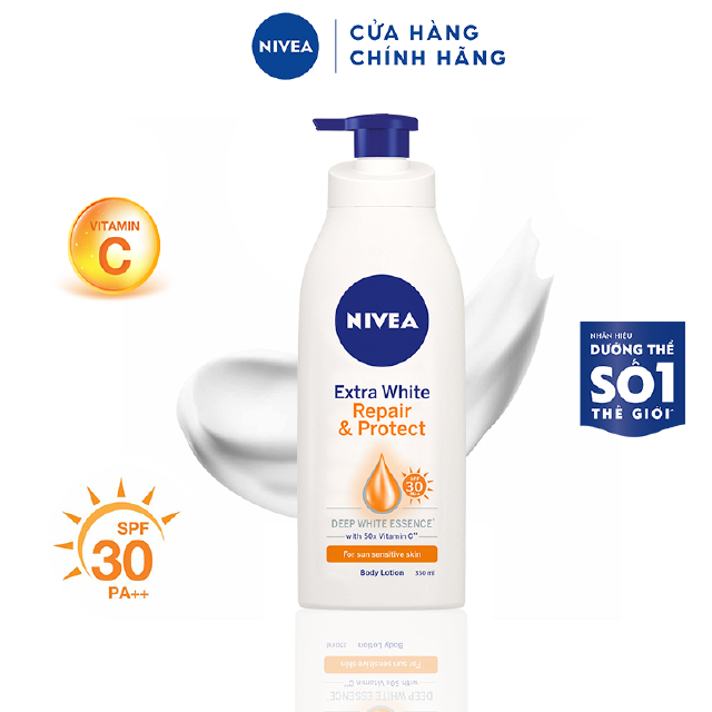 Sữa dưỡng thể dưỡng trắng Nivea giúp phục hồi chống nắng (350ml) – 88311