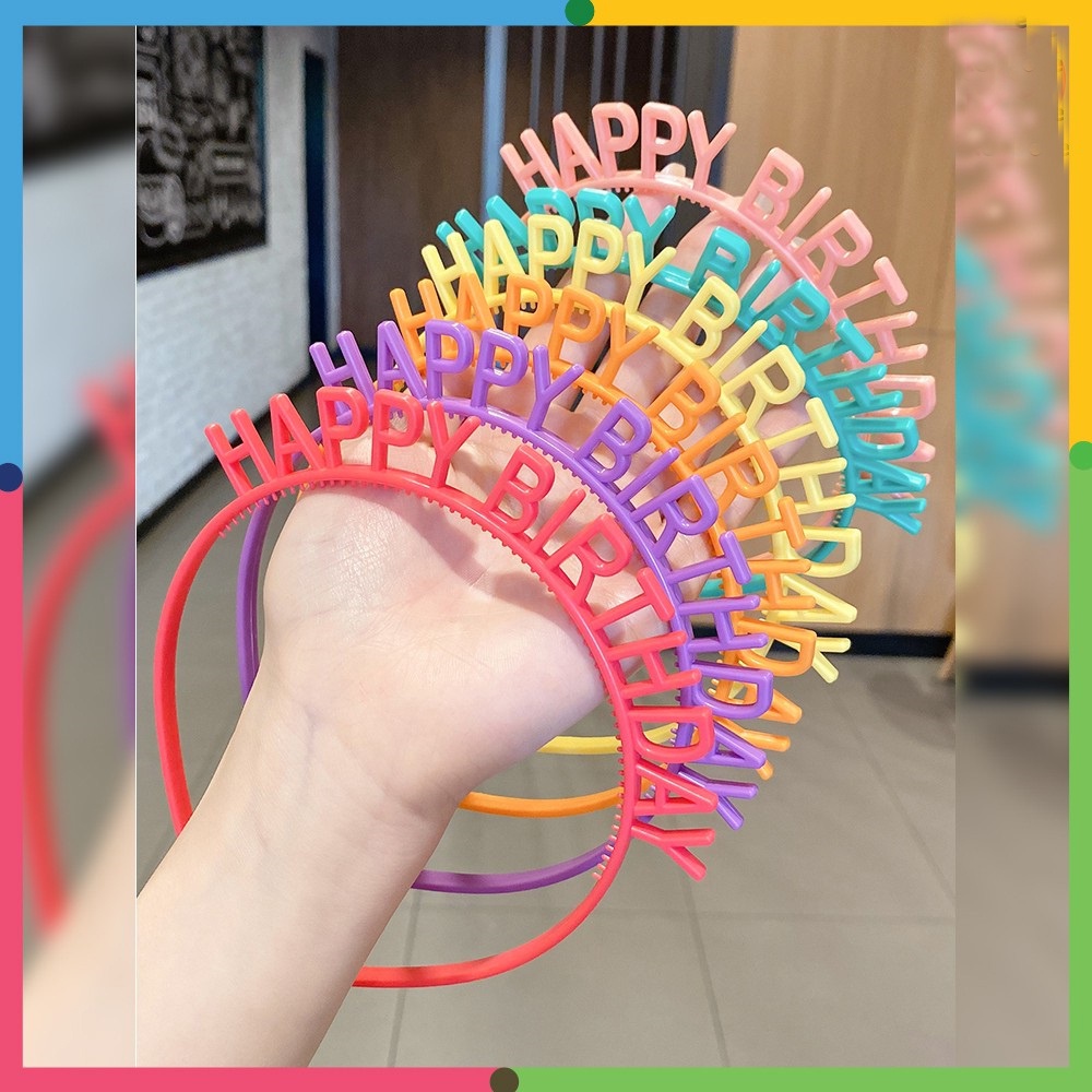 Bờm nhựa sinh nhật, cài tóc happy birthday phụ kiện sinh nhật sắc màu dễ thương giá rẻ