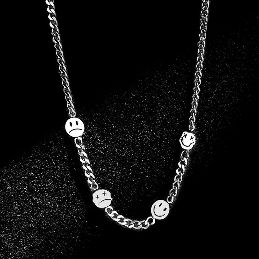 Vòng Cổ Choker Hai Mặt Mặt Hình Mặt Cười Chất Liệu Hợp Kim Phong Cách Hip hop Thời Trang Cho Nữ