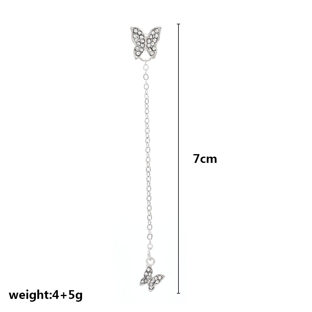 Bông tai dài mặt hình bướm đính đá đơn giản thời trang cho nữ