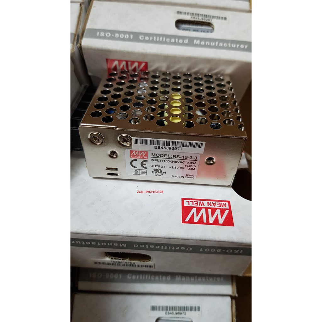 Bộ nguồn tổ ong 3.3VDC Meanwell RS-15-3.3 (15W-3.3V-3A)