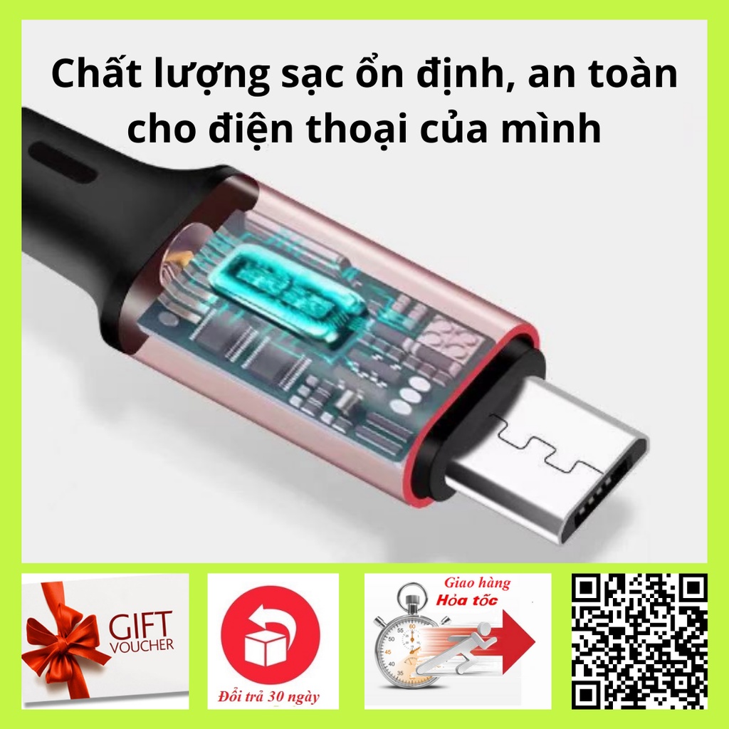 Dây sạc samsung, oppo, xiaomi...,1met 2met Cáp sạc cổng Micro USB thiết kế dây bện dù cho điện thoại androi