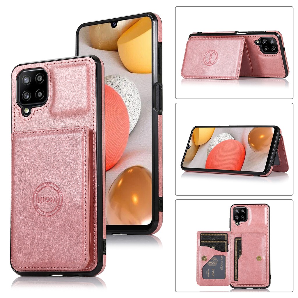 Bao da điện thoại PU kiểu ví nắp lật có ngăn đựng thẻ cho Samsung Galaxy A72 A52 A52s A12 A02S A32 A42 5G