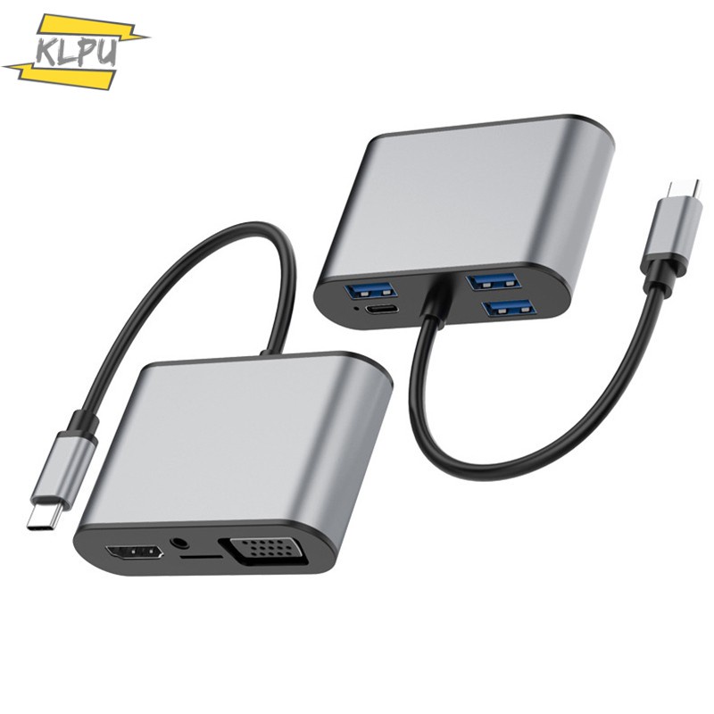 Bộ Chia Cổng Type-C Sang Hdmi Vga Pd Usb3.0 Usb2.0 Cho Laptop / Chuột Máy Tính