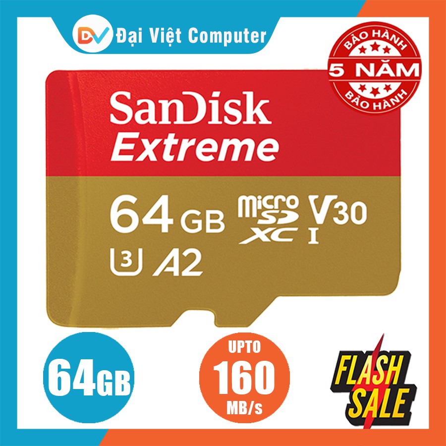 Thẻ nhớ Micro SD Sandisk Extreme A2 256GB 128GB 64GB U3 4K 160MB/s