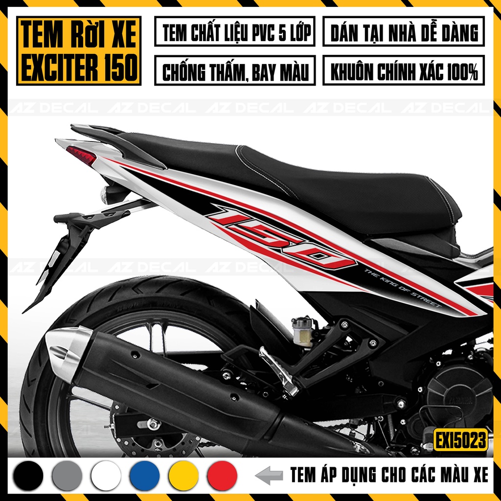 Tem Chế Xe Exciter 150 Mẫu DK King | EX15023 | Decal Rời Dán Xe Máy EX150 Đa Dạng Màu Sắc Cho Xe