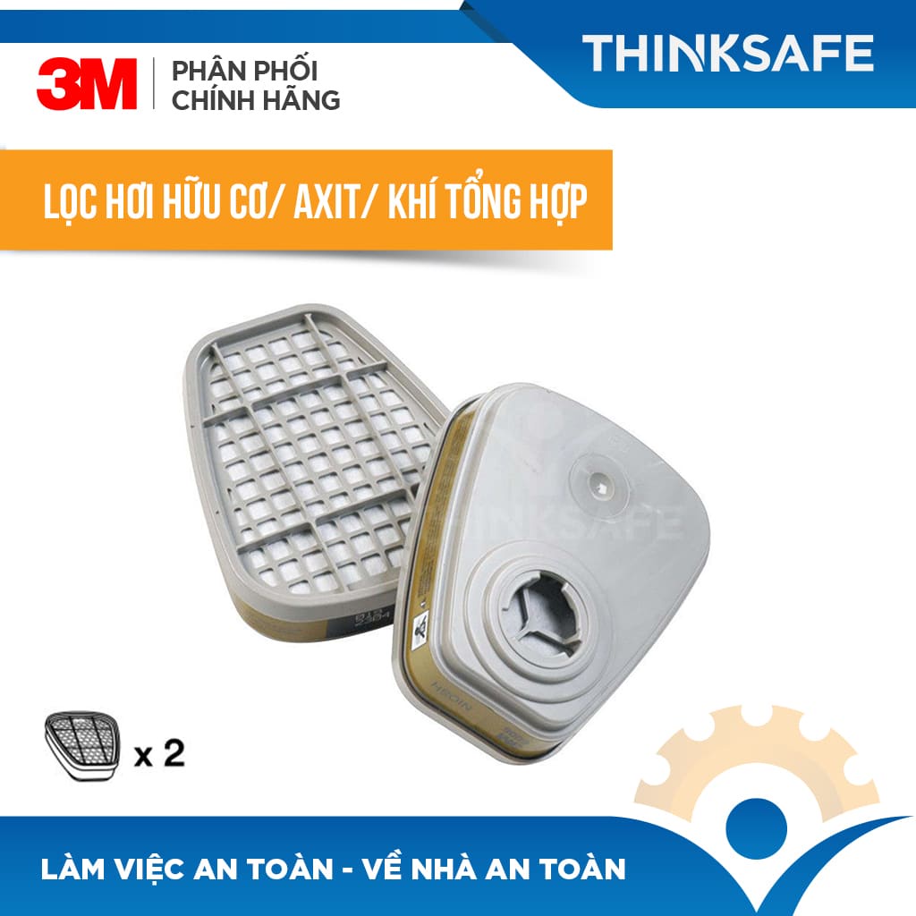 Phin lọc 3M 6006 chính hãng, lọc hơi hóa chất hữu cơ/ Axit, phòng độc, chống hoá chất, hơi vô cơ, hữu cơ - THINKSAFE