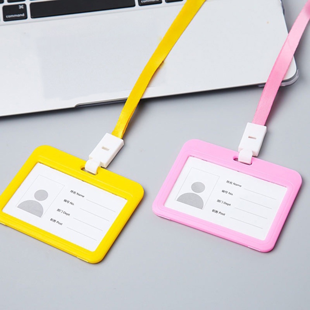 Bao đựng thẻ ID với dây đeo vai trong suốt 4x3 inch nhiều màu có thể tái sử dụng