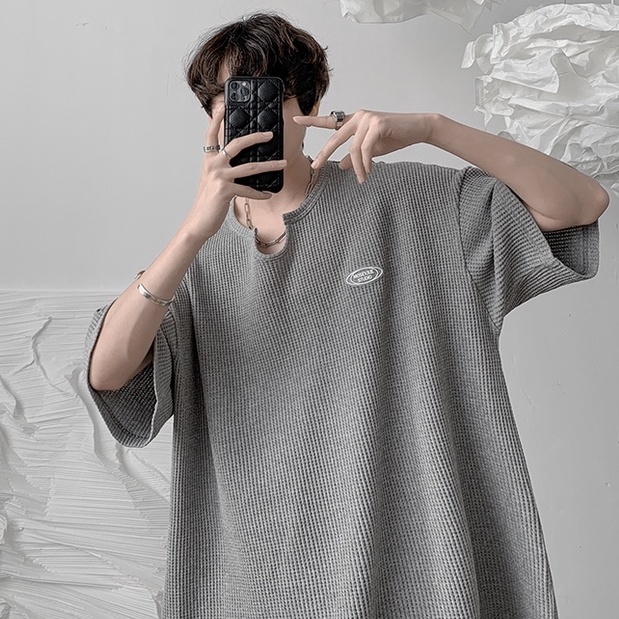 Áo Thun Dệt Kim Cổ Chữ V Thời Trang Mùa Hè Phong Cách Hàn Quốc Cho Nam