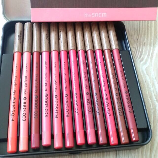 Bộ son bút chì The Saem Eco Soul Multi Pencil Lip Set 12 Son