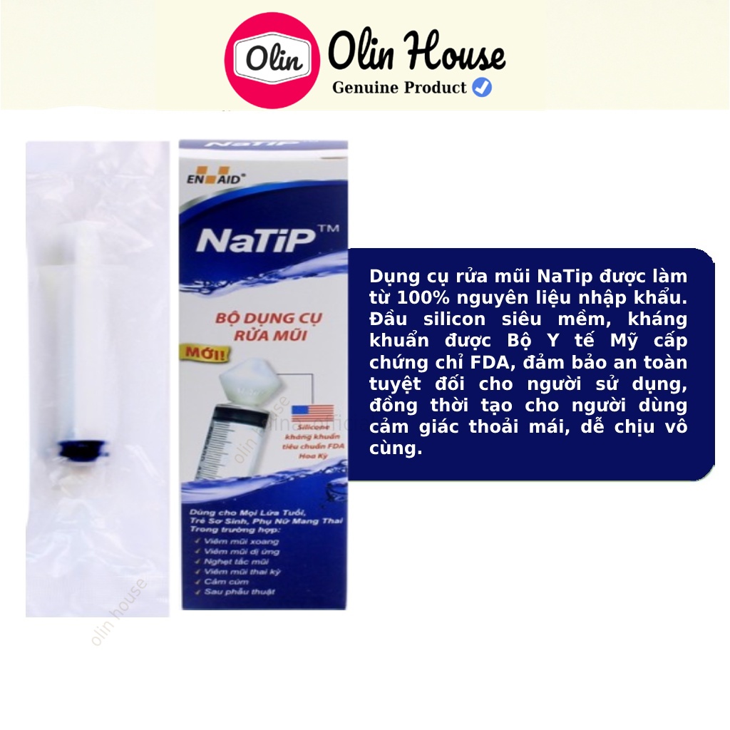 Dụng cụ rửa mũi Natip cho bé từ 2 tháng tuổi - vệ sinh sạch sẽ mũi an toàn dễ sử dụng Olin House