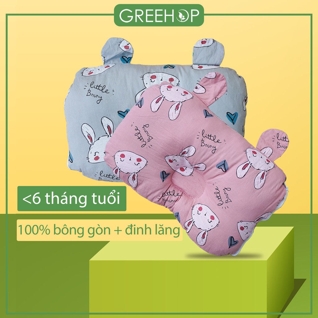 Gối lõm đinh lăng bông gòn hạ thổ cho bé (Handmade Greene)