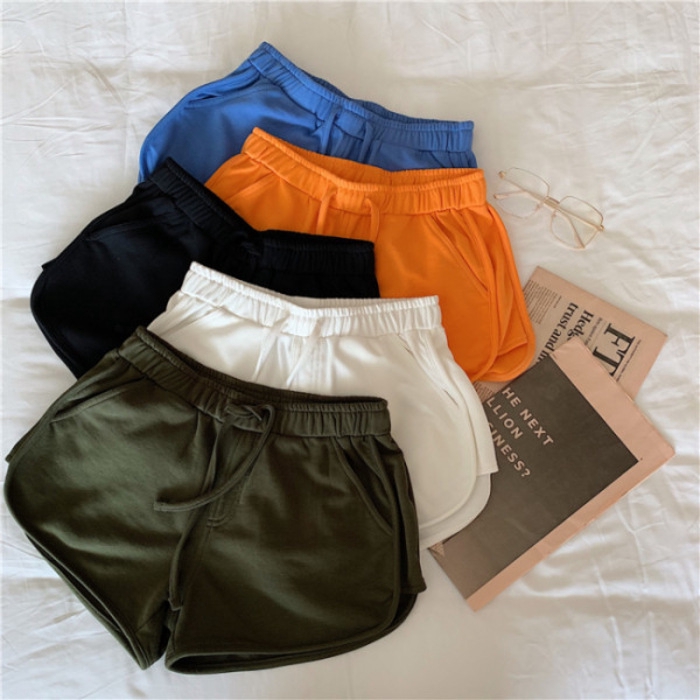 Quần short cotton lưng cao dáng rộng thiết kế 5 màu tùy chọn