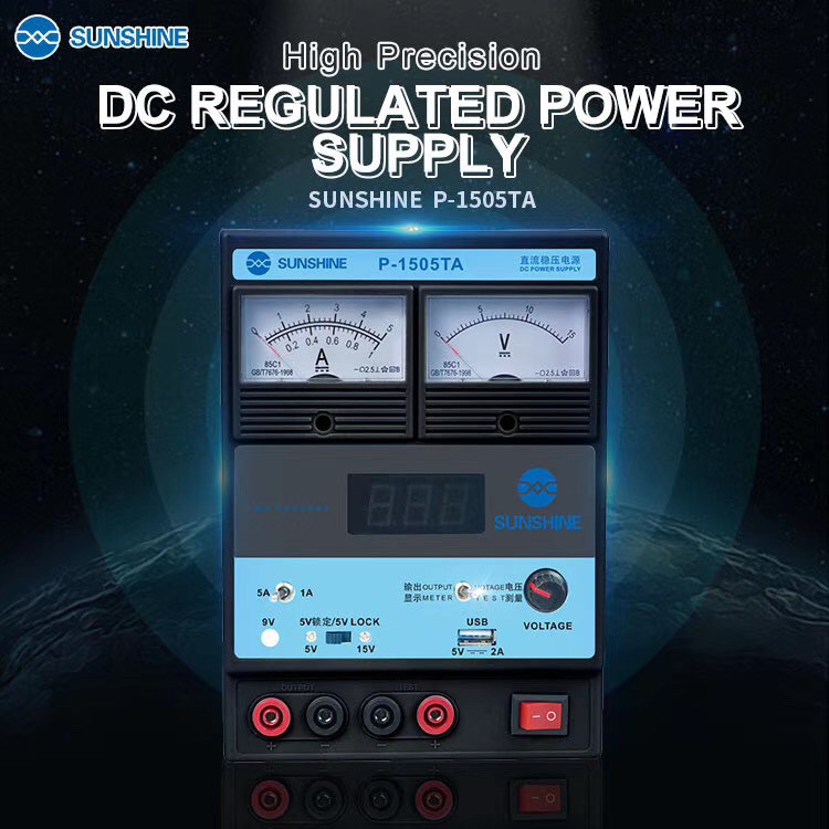 Máy cấp nguồn P1505TA kim &amp; số 15V-5A Sunshine