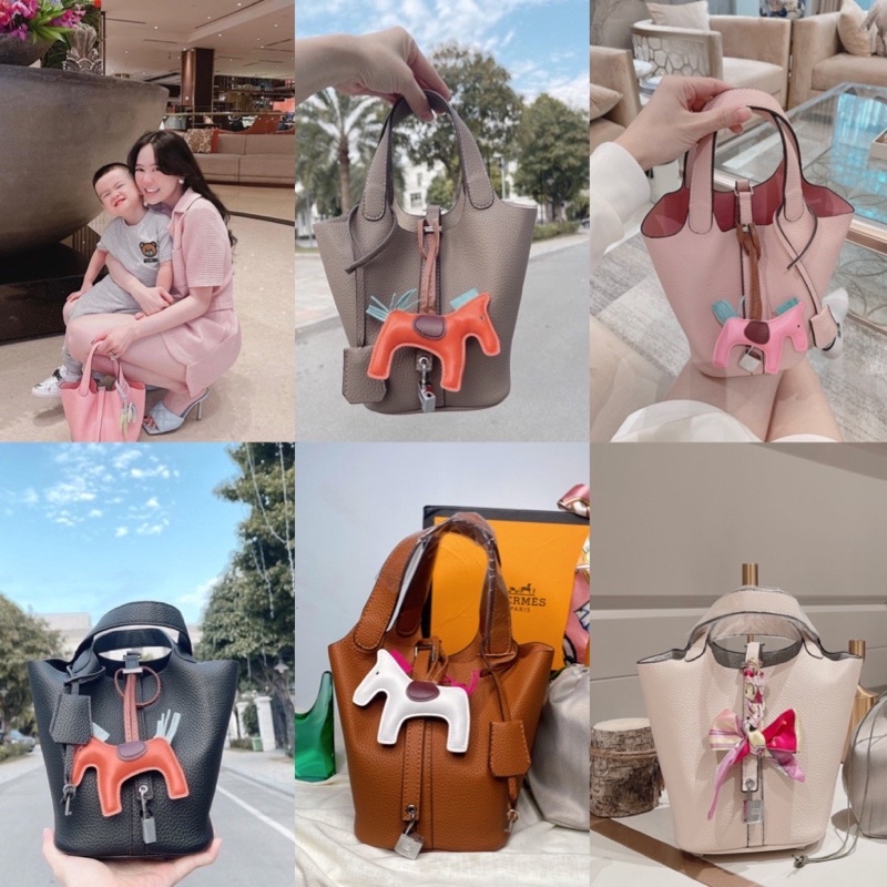 TÚI XÁCH HM PICOTINNN 18 SUPER FULL BOX NAM CHÂM TẶNG KÈM CHARM NGỰA VÀ KHĂN HM