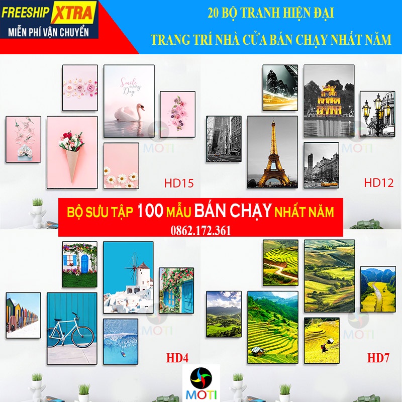 Tranh Treo Tường Trang Trí Nhà Cửa Phong Cách Hiện Đại Có Khung