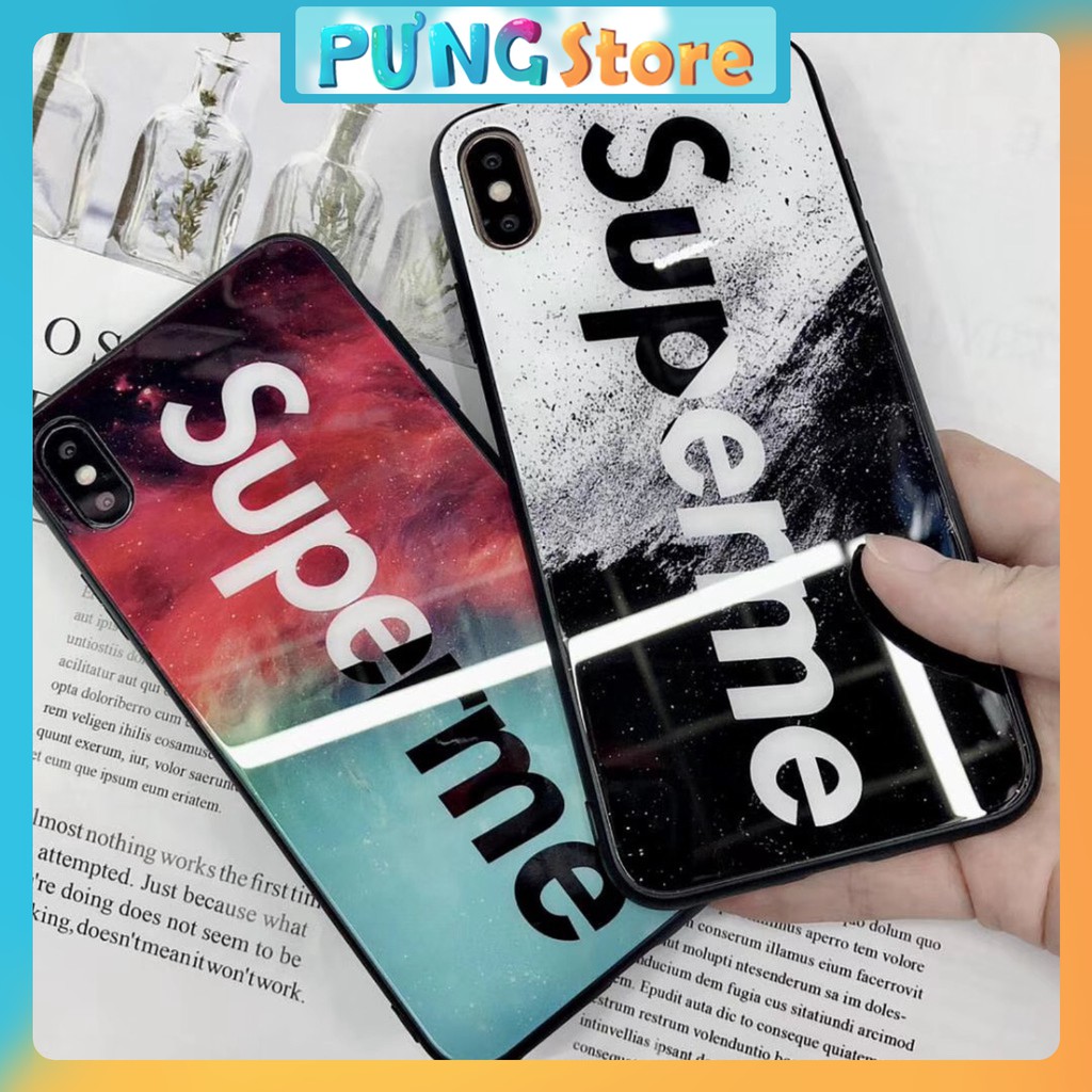 [iPHONE] ốp lưng cho iphone mặt lưng kính cường lực supreme đủ mẫu k233