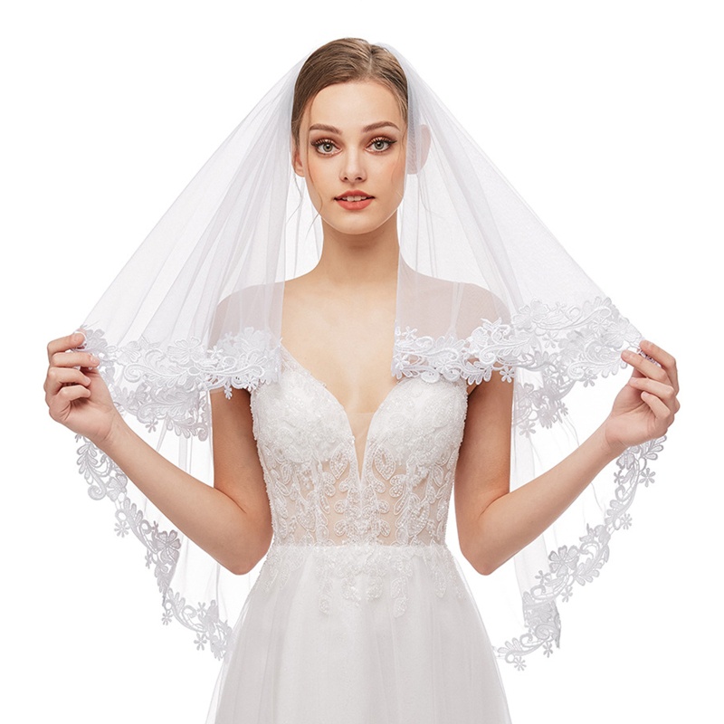 Mạng Che Mặt 2 Tầng Bằng Vải Tuyn Kèm Lược Kim Loại