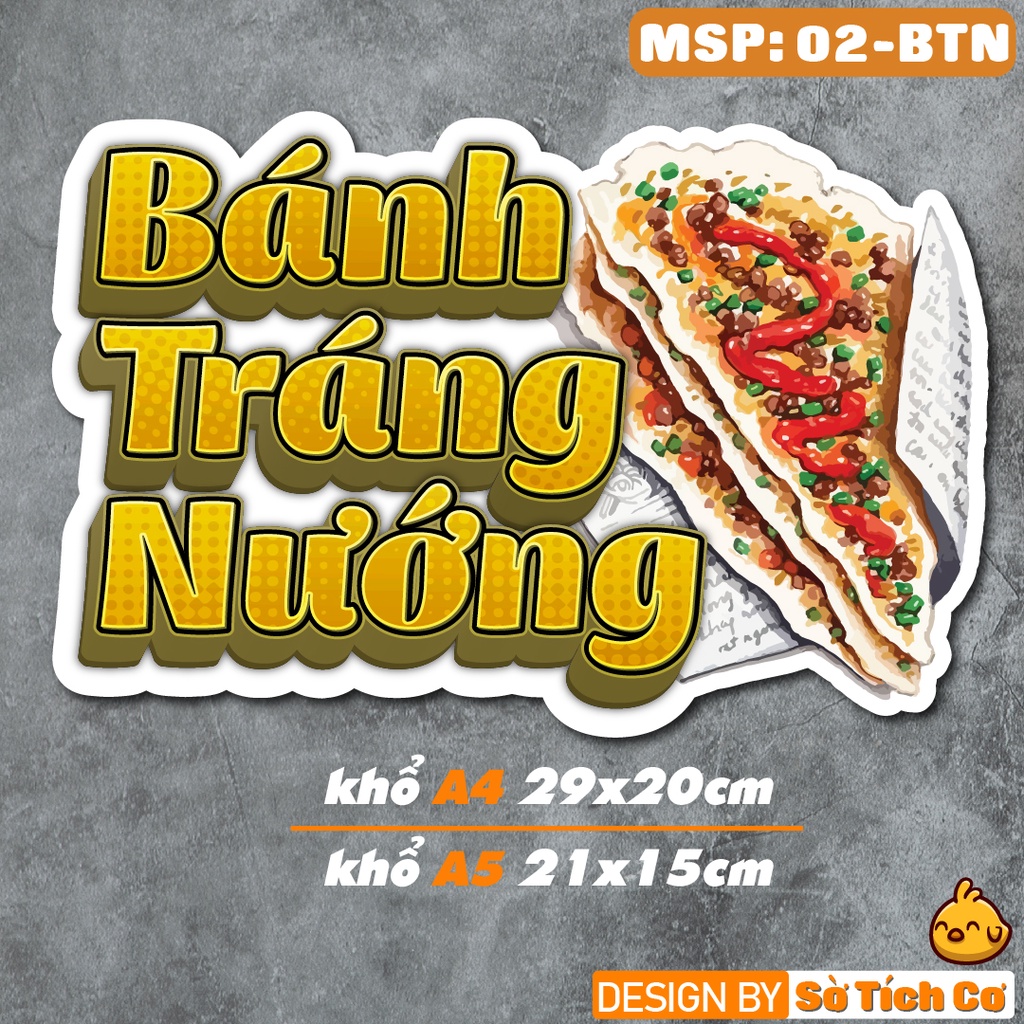 Decal Hàng Rong trang trí quán ăn vặt, bán vỉa hè... Bánh Tráng Trộn, Tráng Nướng. Hột vịt lộn, Cá Viên Chiên MSP: HR01