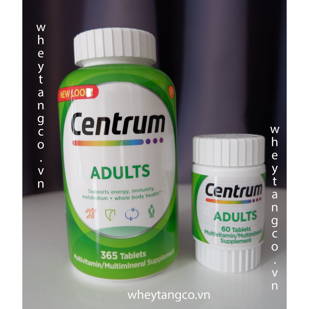 Viên uống tổng hợp Vitamin Centrum multivitamin dành cho nam và nữ dưới 50 tuổi - 365 viên và 60 viên
