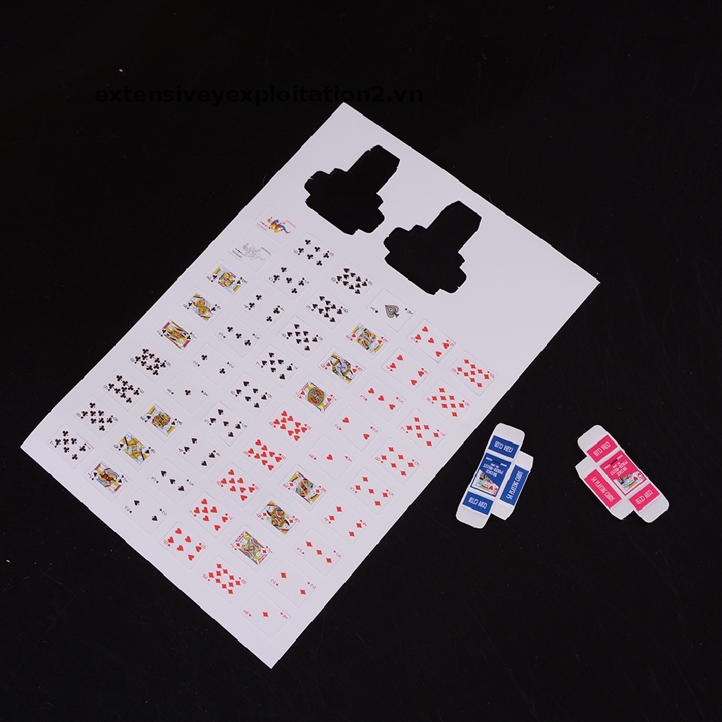 1 set 2 bộ bài tây mini dễ thương trang trí nhà búp bê tỉ lệ 1:12