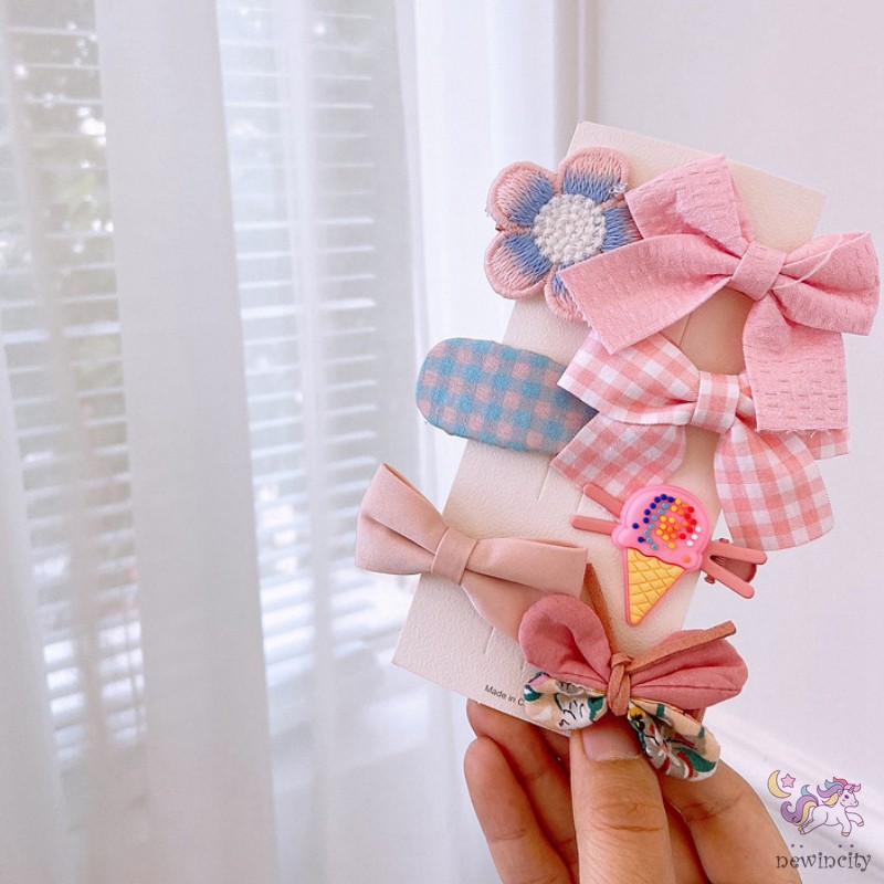 Set Kẹp Tóc Nơ Màu Sắc Ngọt Ngào Phong Cách Hàn Quốc Dành Cho Bé Gái