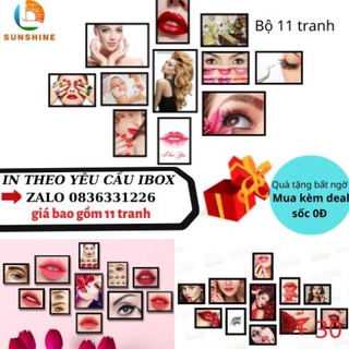 Khung tranh mày môi phun xăm spa nail mi dán tường treo tường trang trí tiệm phun xăm spa